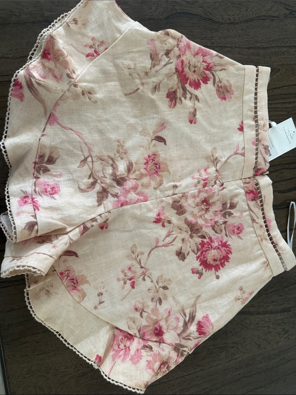 Zimmermann Cream Floral Ruffle-Hem Shorts - Picture 2 of 4